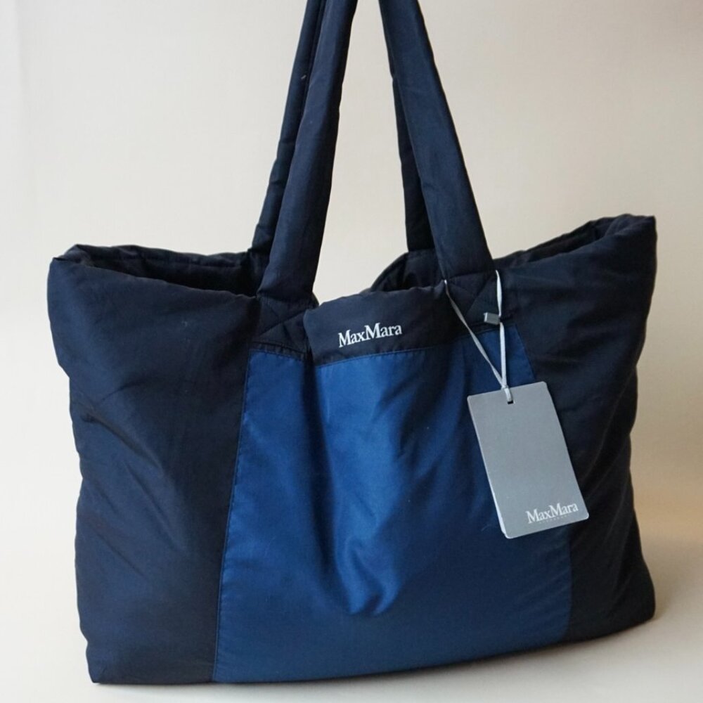 Max Mara Navy/Black Nylon Tote NWT